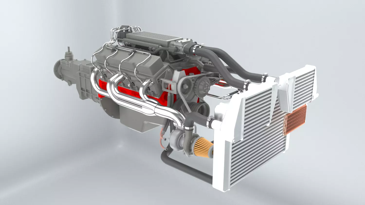 V8 Engine With Transmission 3D model_0