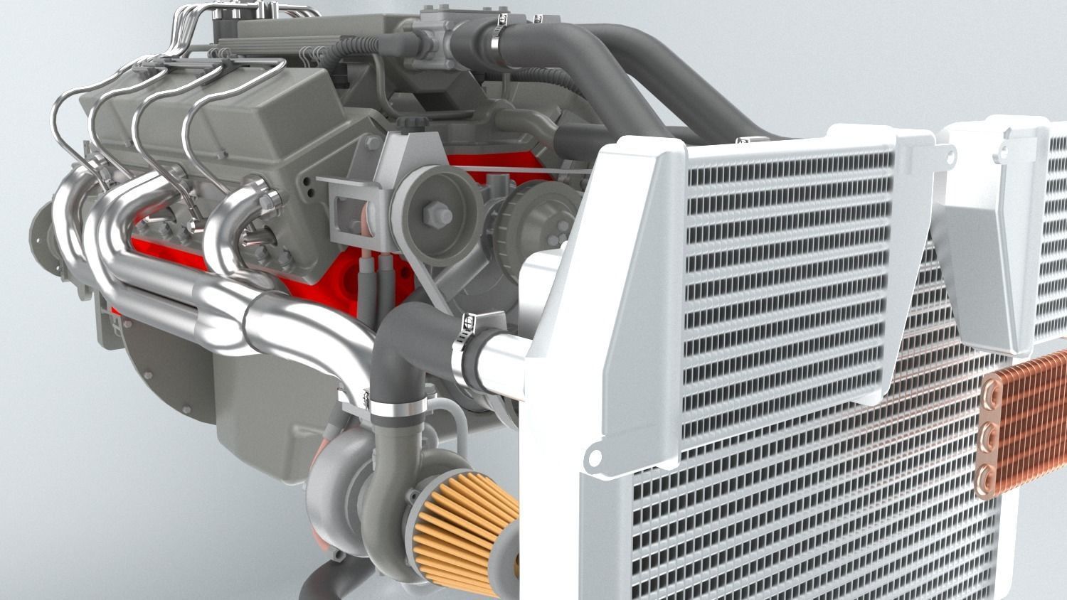 V8 Engine With Transmission 3D model_1