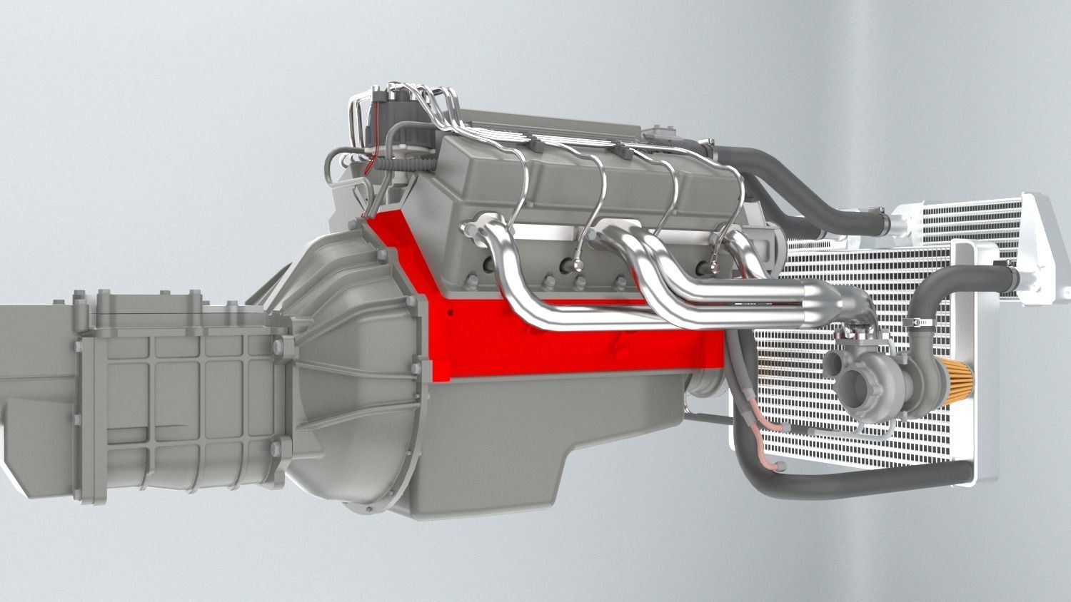 V8 Engine With Transmission 3D model_7
