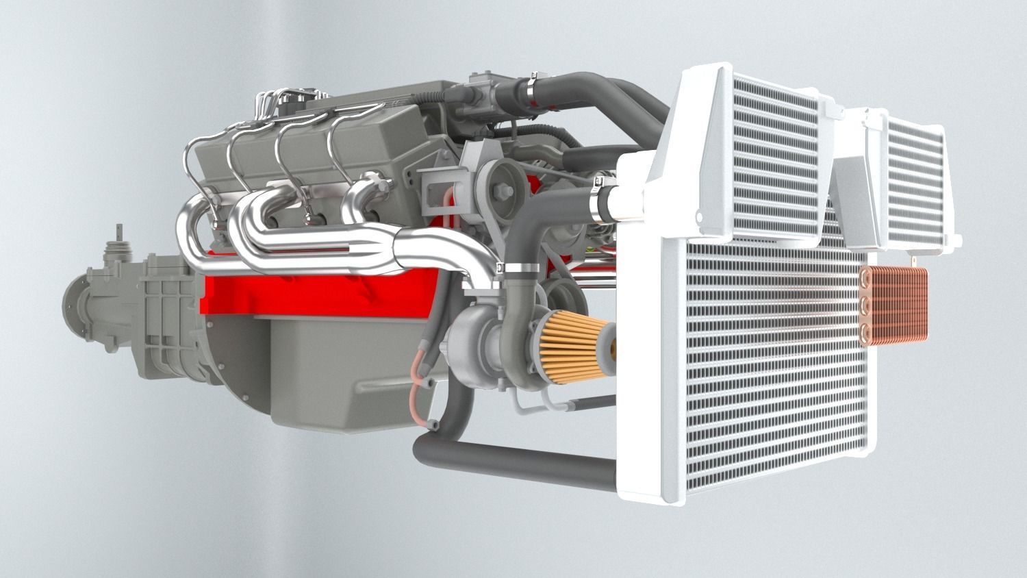 V8 Engine With Transmission 3D model_4