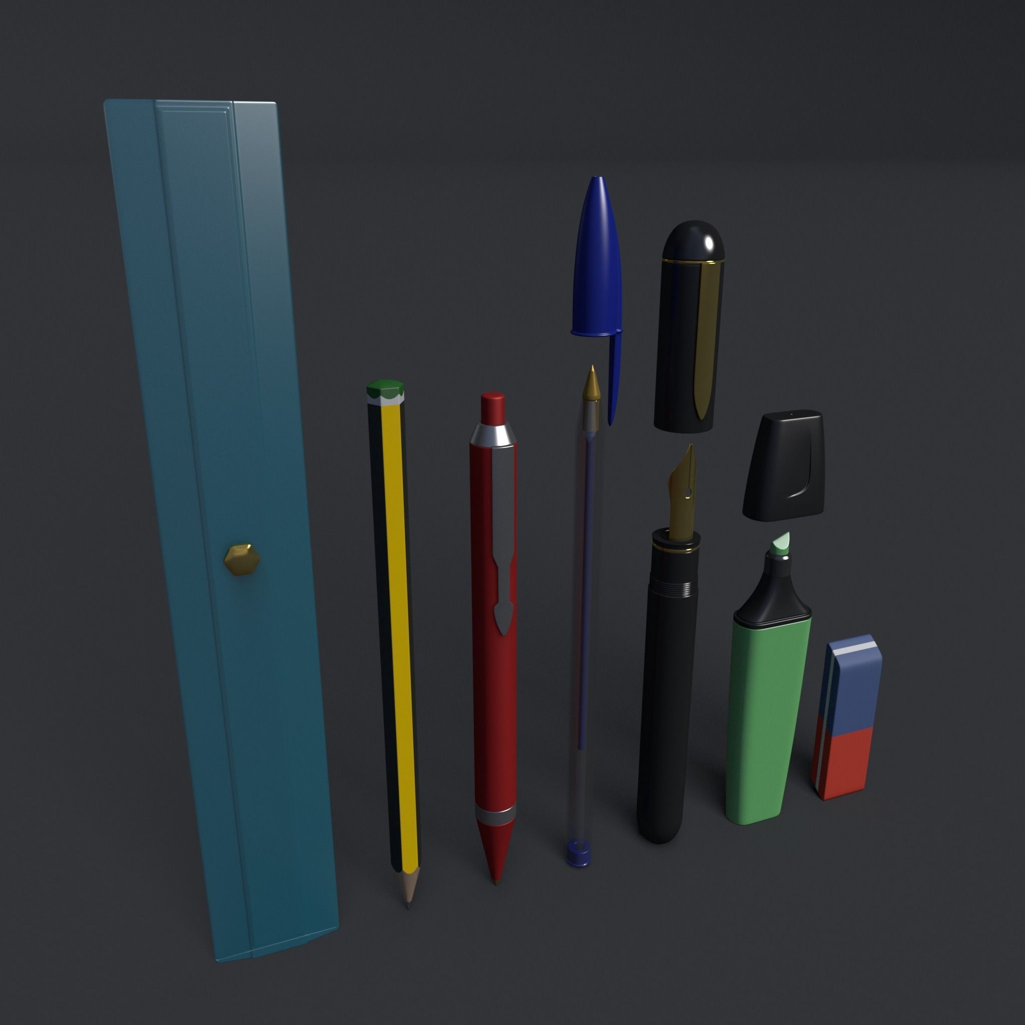 Stationery Writing Tool Materials 3D Model 3D model_1