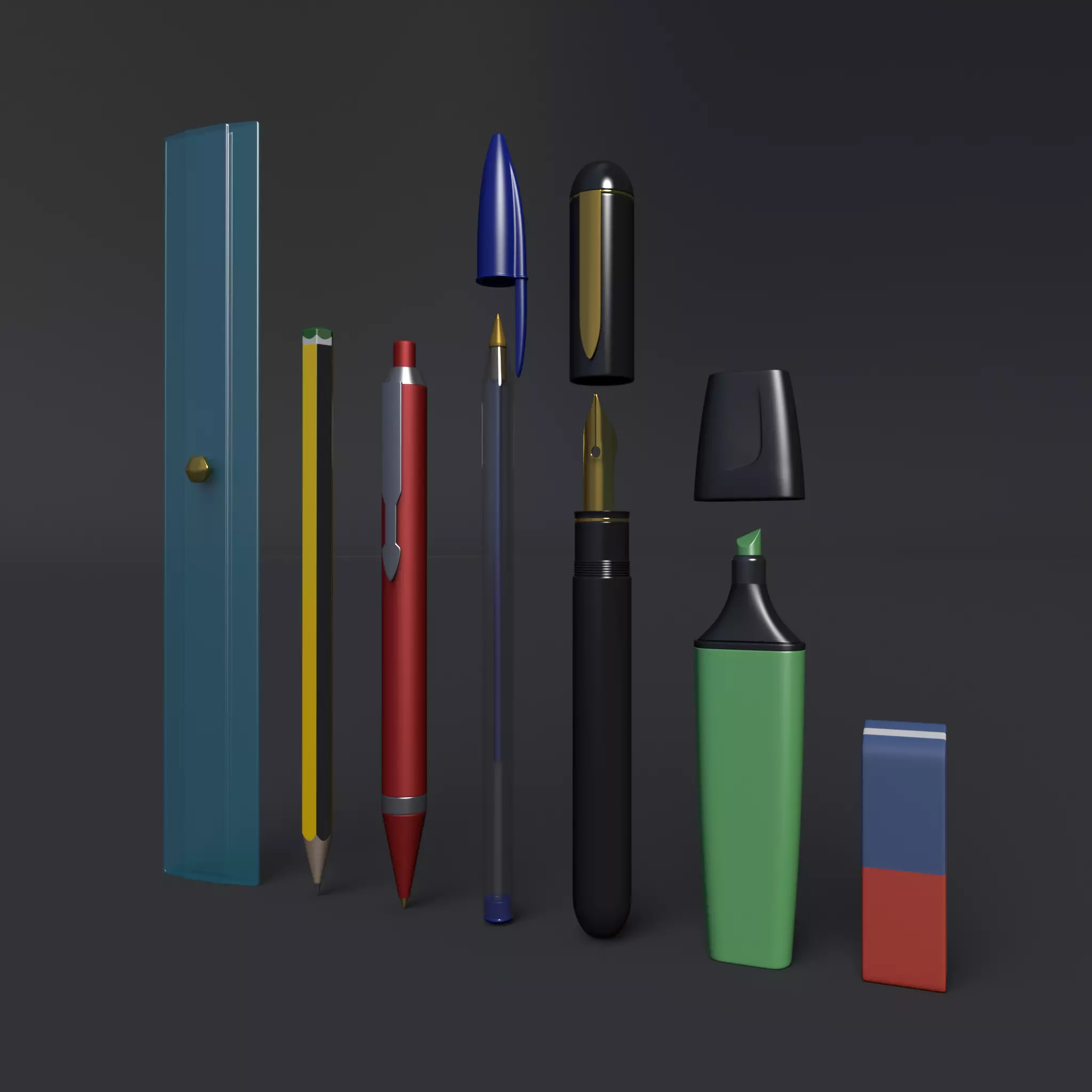 Stationery Writing Tool Materials 3D Model 3D model_0