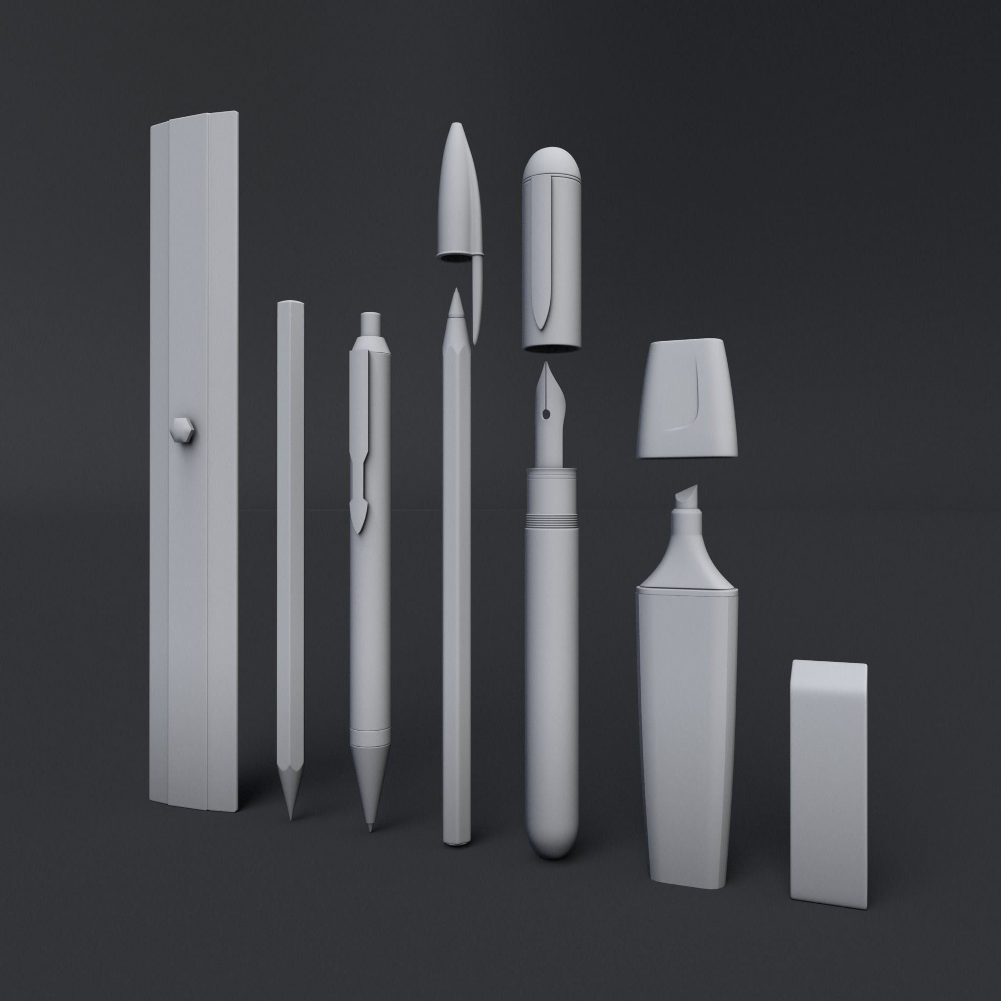 Stationery Writing Tool Materials 3D Model 3D model_7