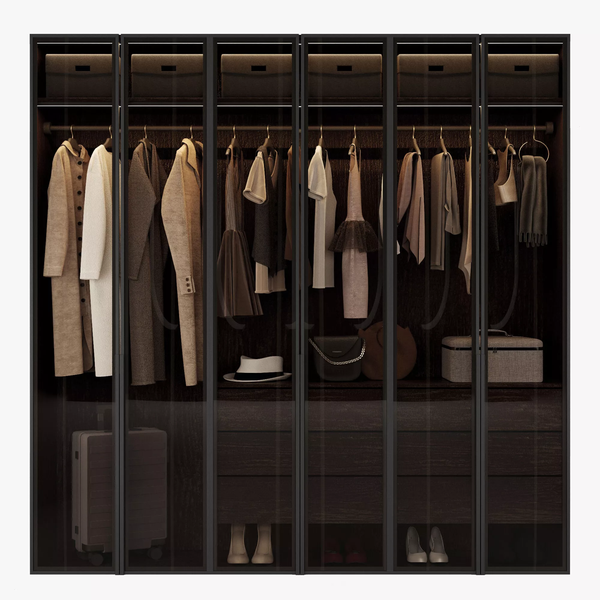 Walk-in closet with glass doors 3D model
