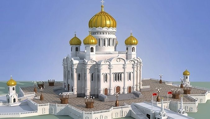mosque christian cathedral in moscow 3D model