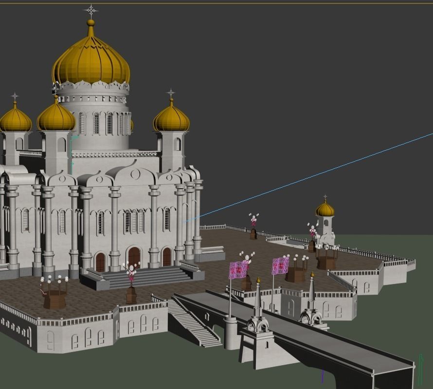 mosque christian cathedral in moscow 3D model_1