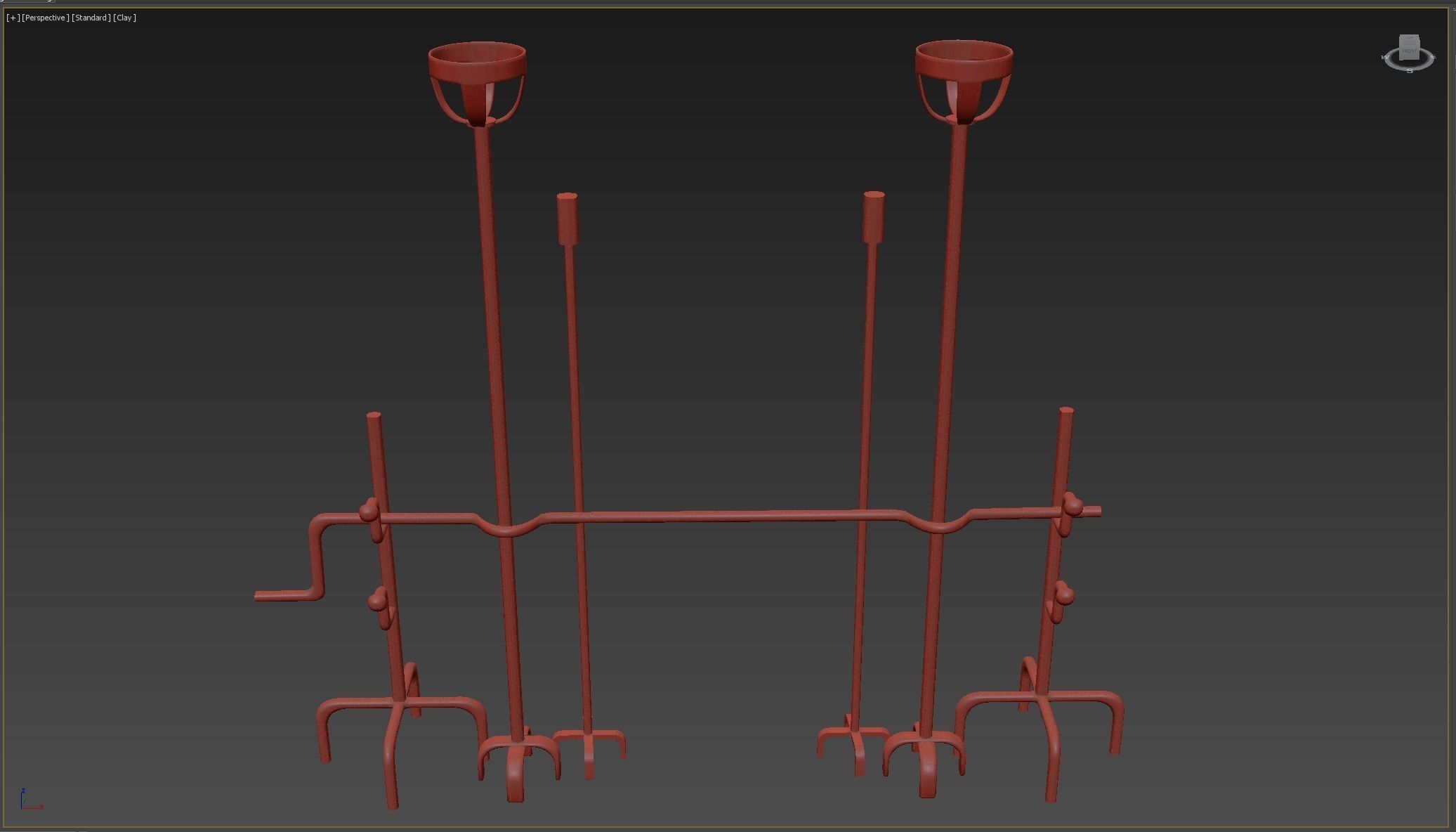 Blacksmith set of metal rods and hooks Low-poly 3D model_8