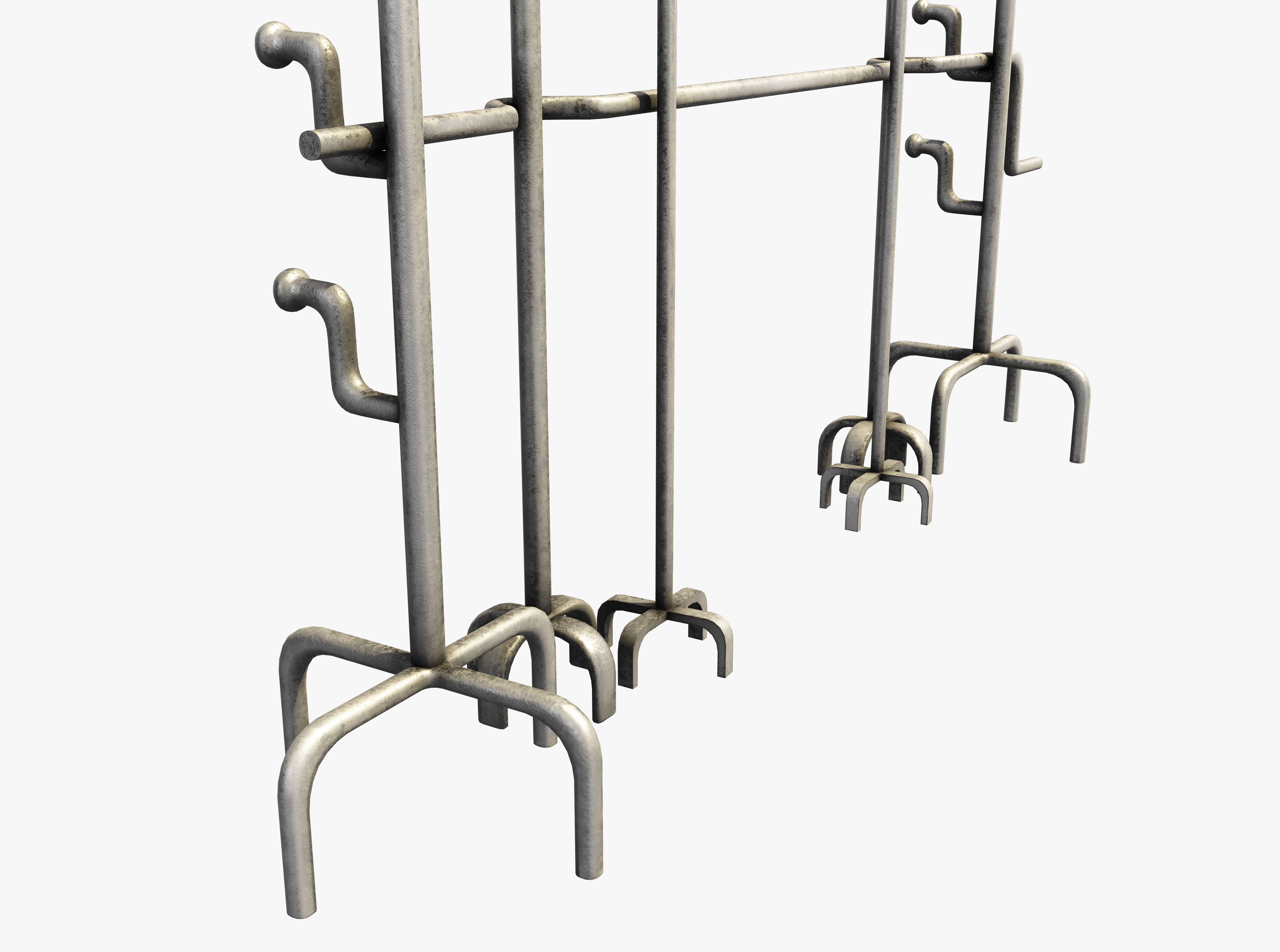 Blacksmith set of metal rods and hooks Low-poly 3D model_3