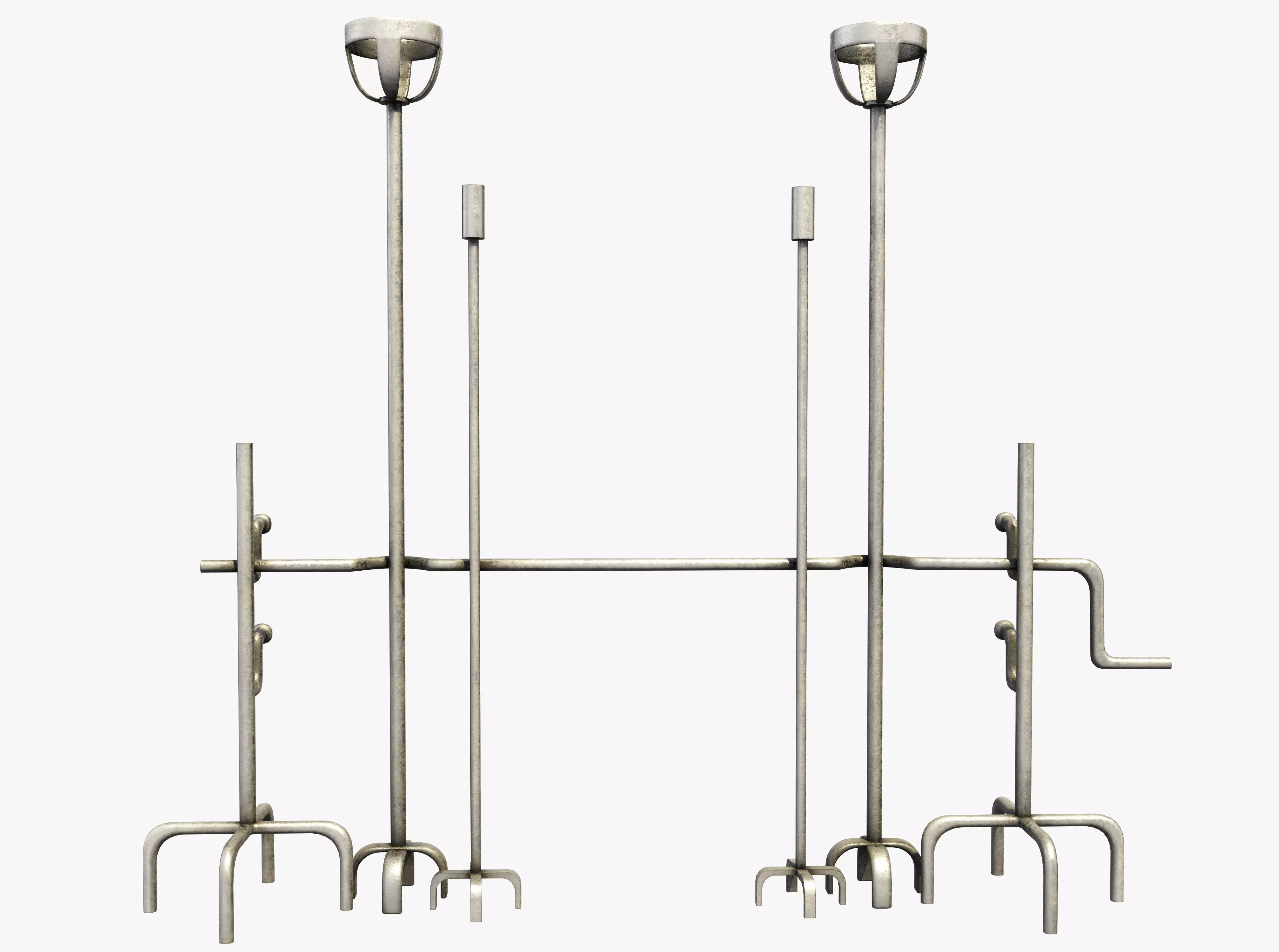 Blacksmith set of metal rods and hooks Low-poly 3D model_0