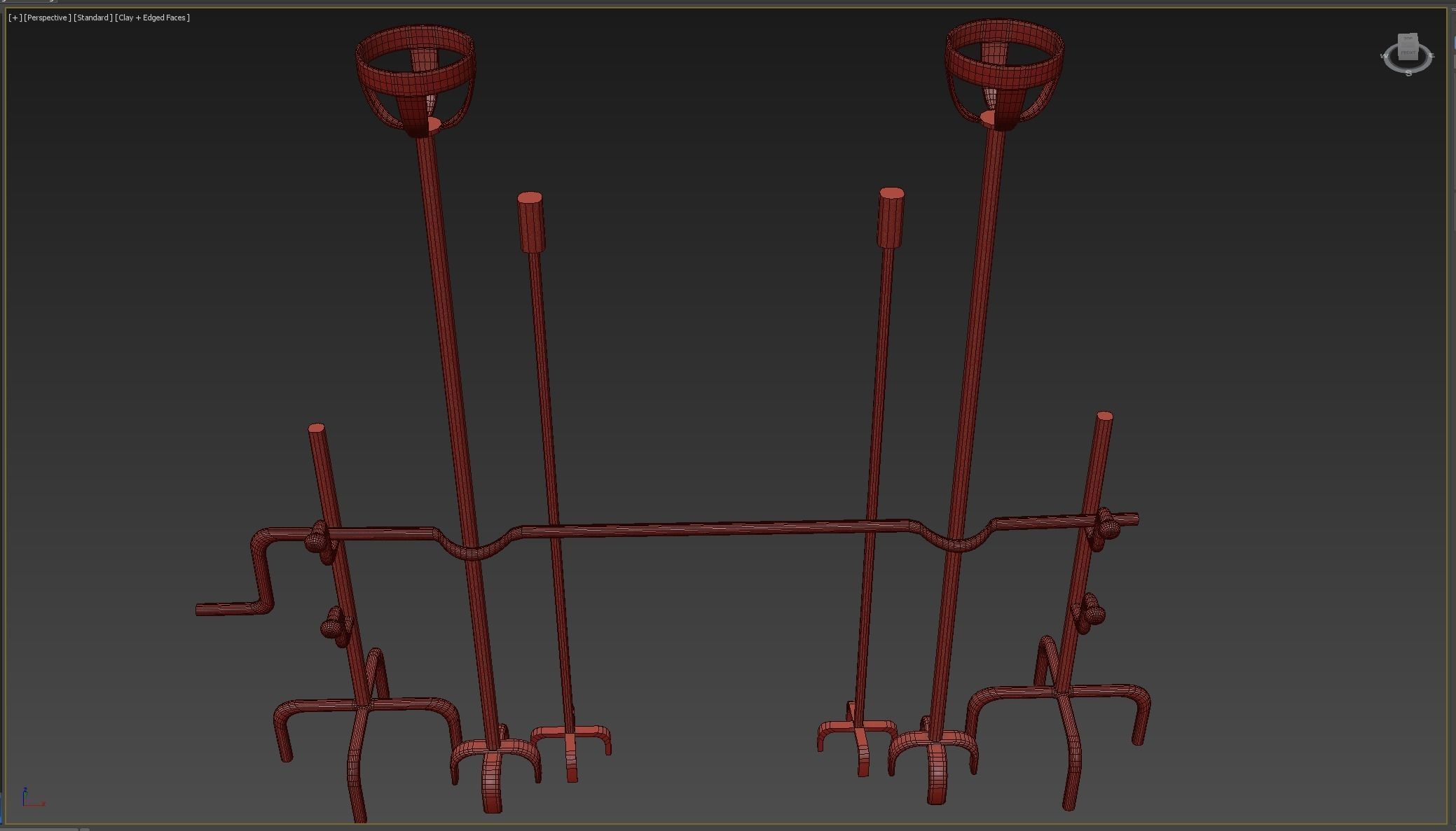 Blacksmith set of metal rods and hooks Low-poly 3D model_9