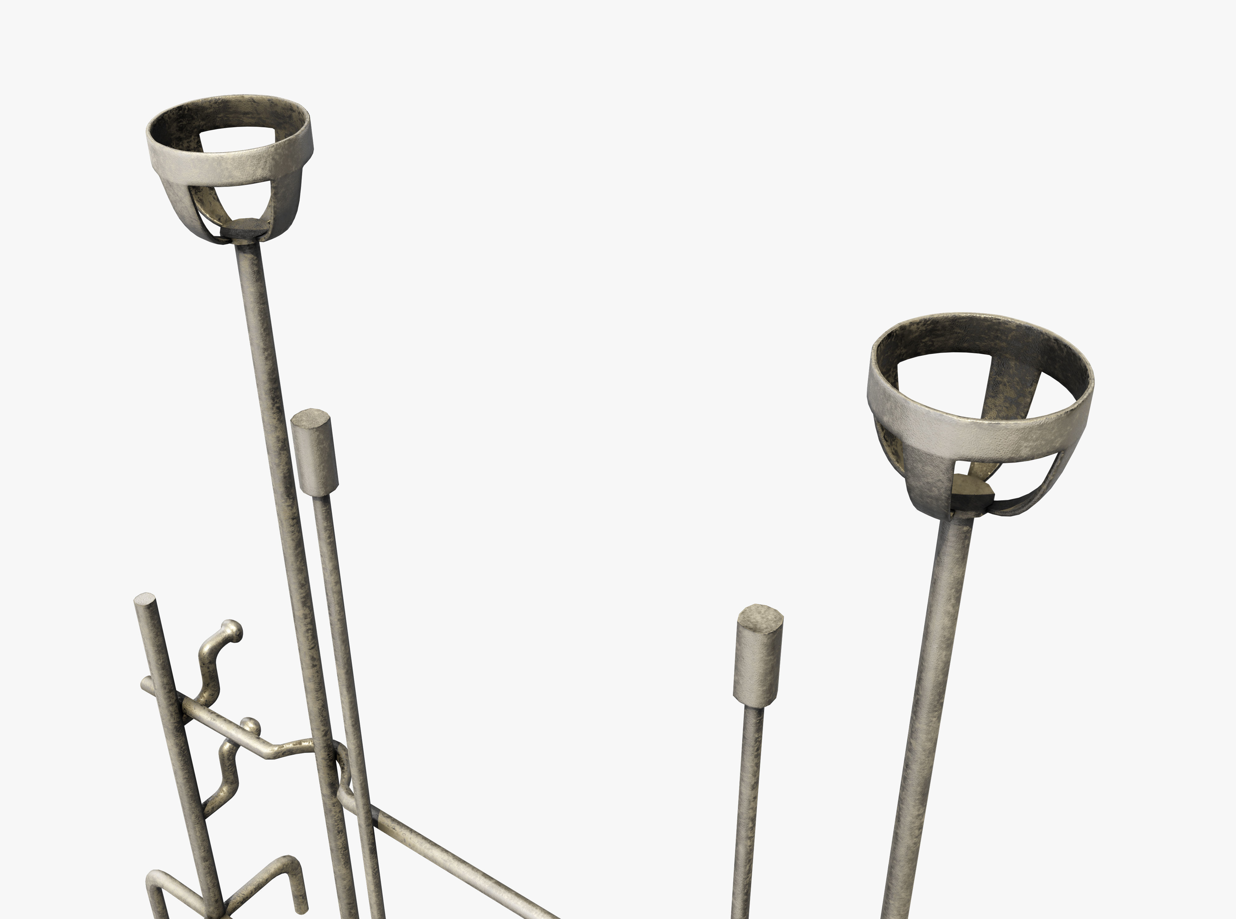 Blacksmith set of metal rods and hooks Low-poly 3D model_4