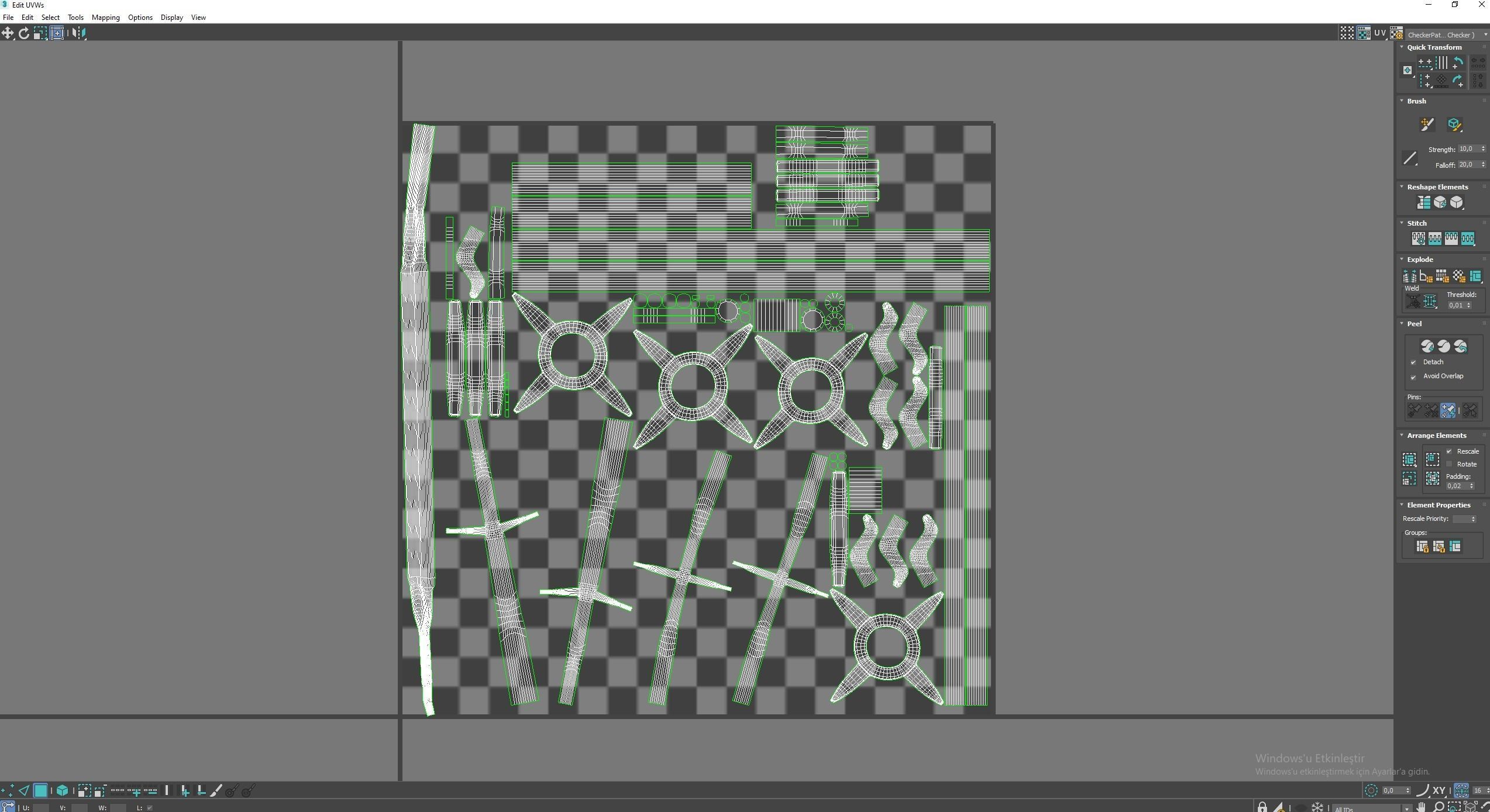 Blacksmith set of metal rods and hooks Low-poly 3D model_7