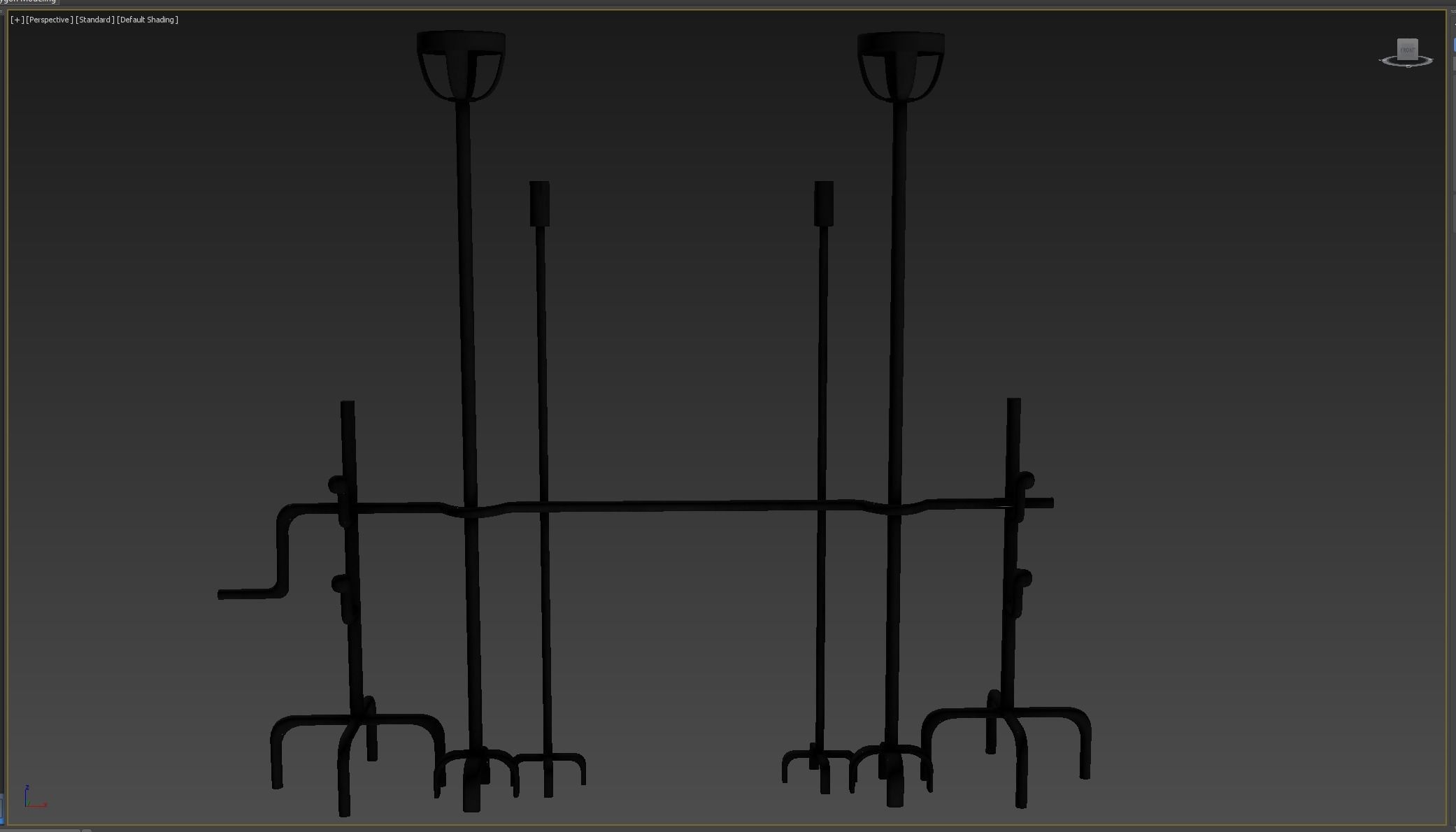 Blacksmith set of metal rods and hooks Low-poly 3D model_10