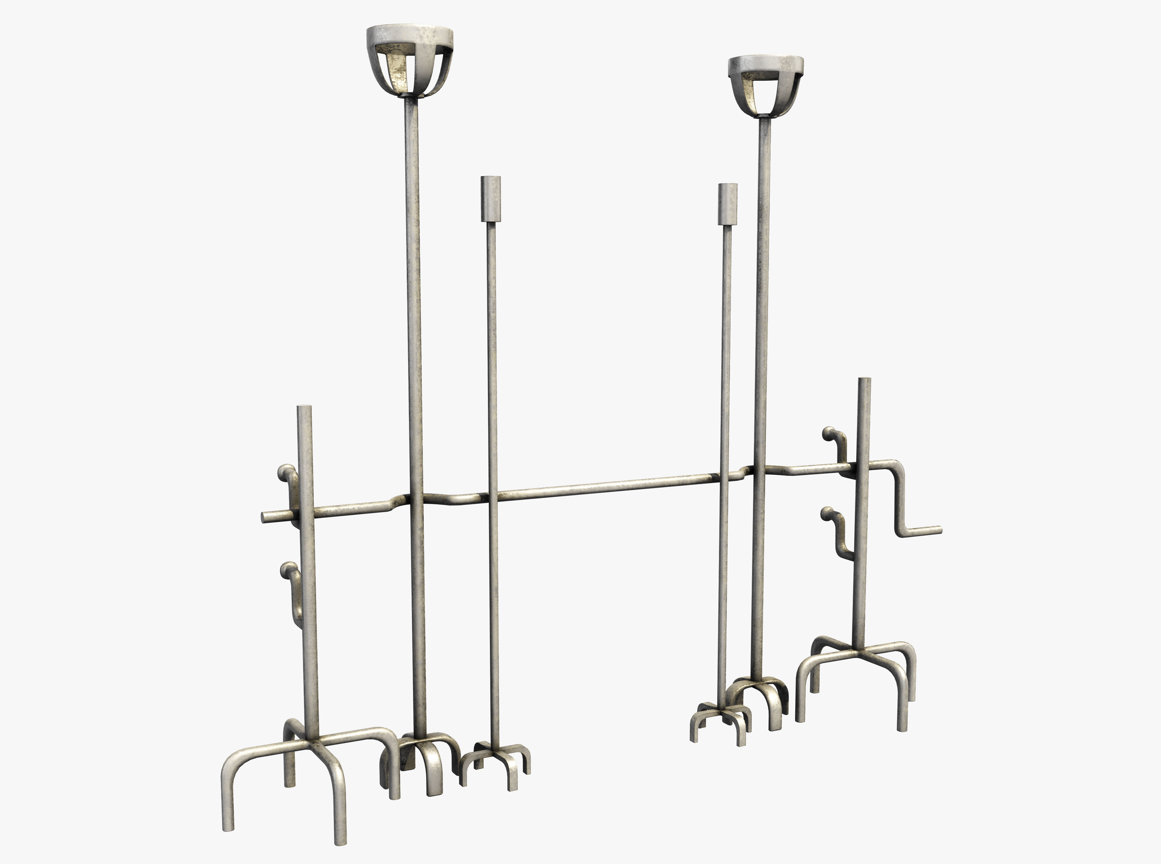 Blacksmith set of metal rods and hooks Low-poly 3D model_1