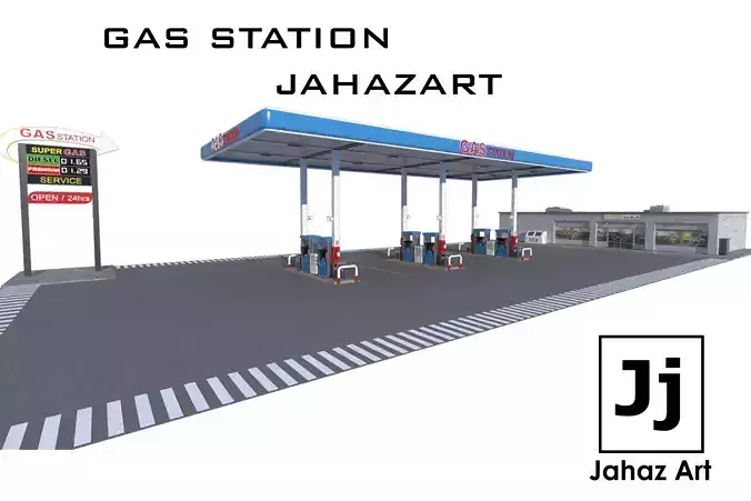 Gas Station JahazArt Low-poly 3D model