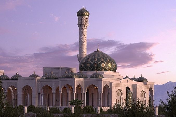 mosque at dusk 3D model