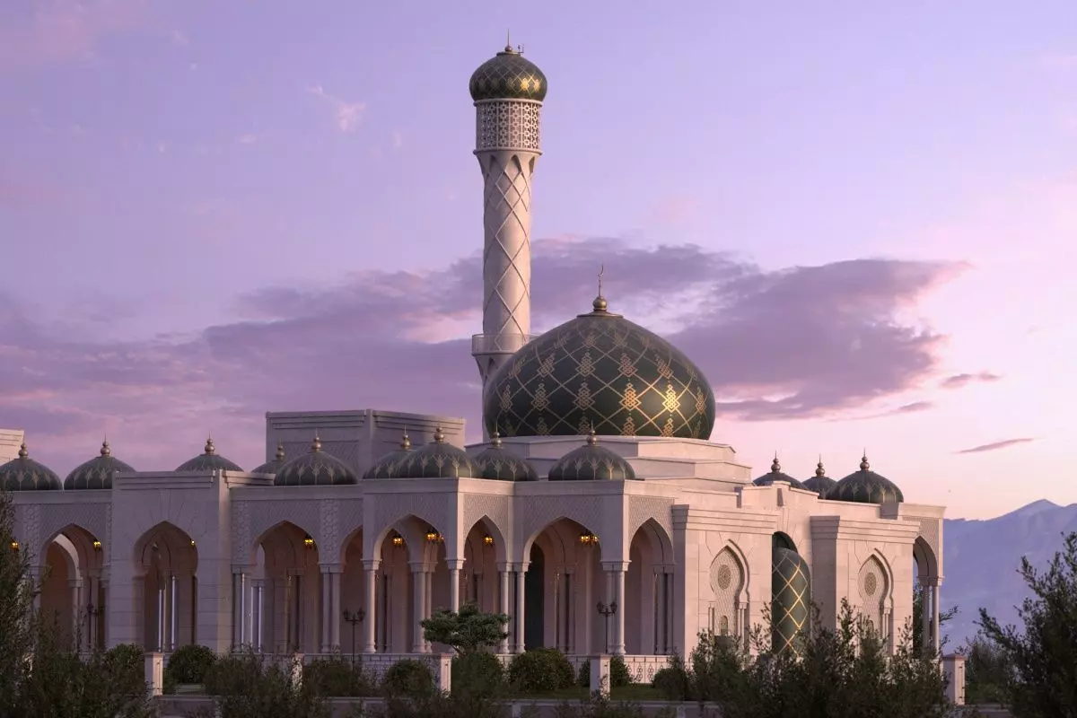 mosque at dusk 3D model_0
