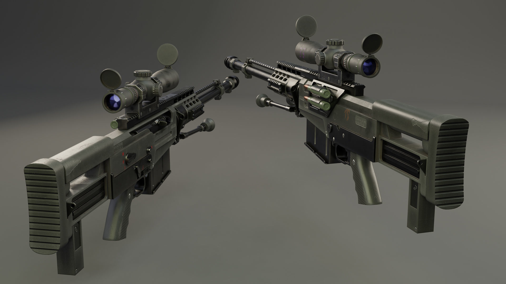 Rifle AS 50 Low-poly 3D model_23