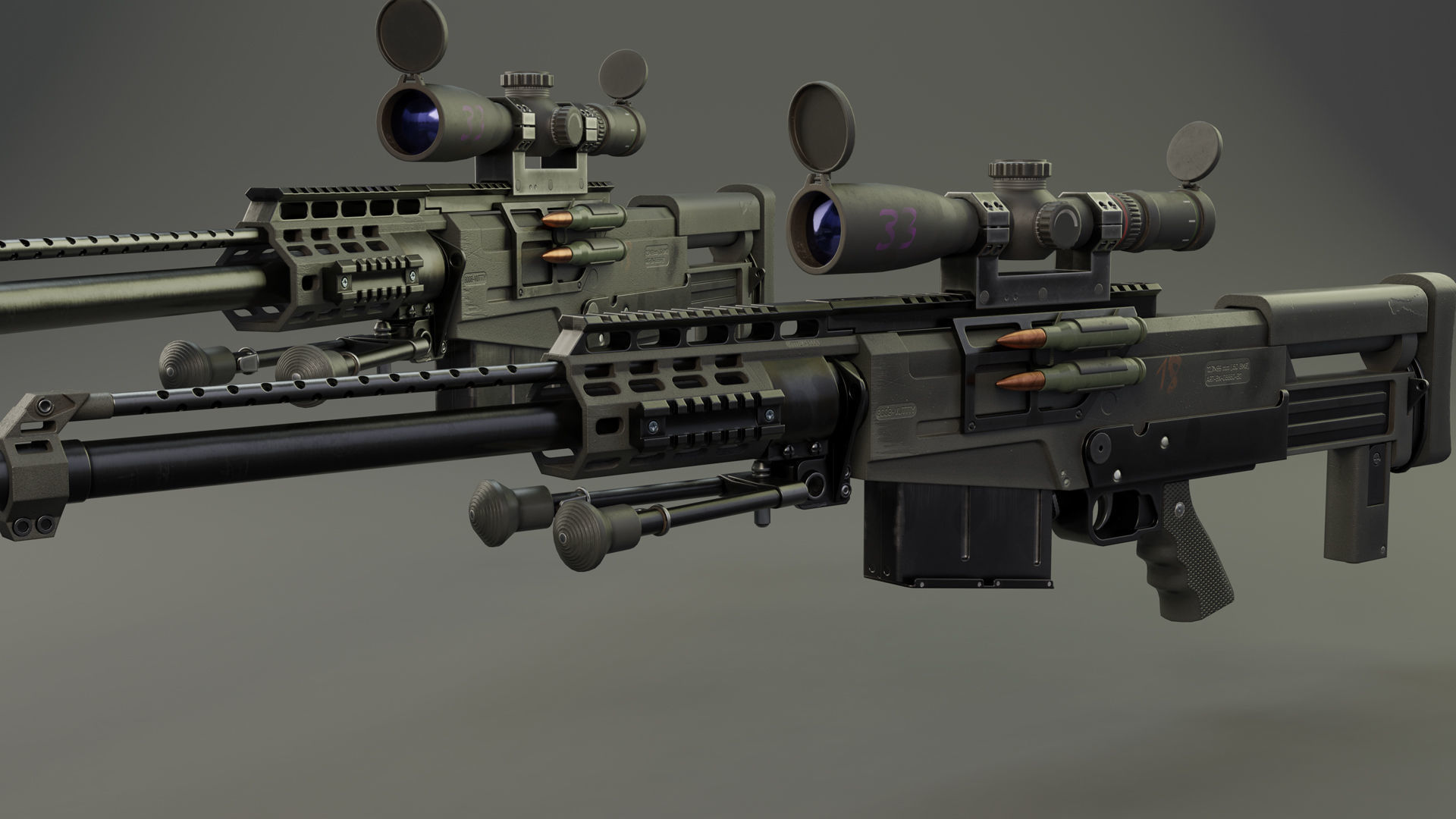 Rifle AS 50 Low-poly 3D model_16