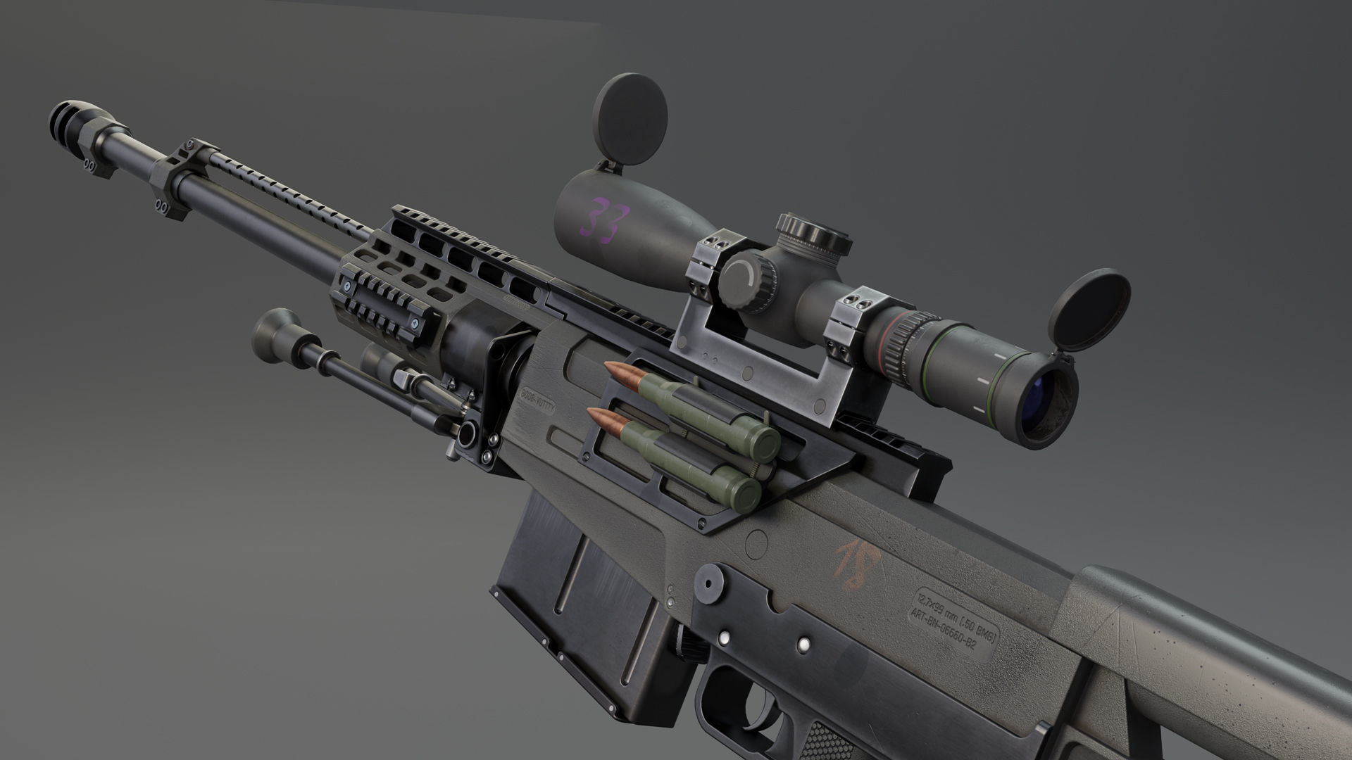 Rifle AS 50 Low-poly 3D model_14