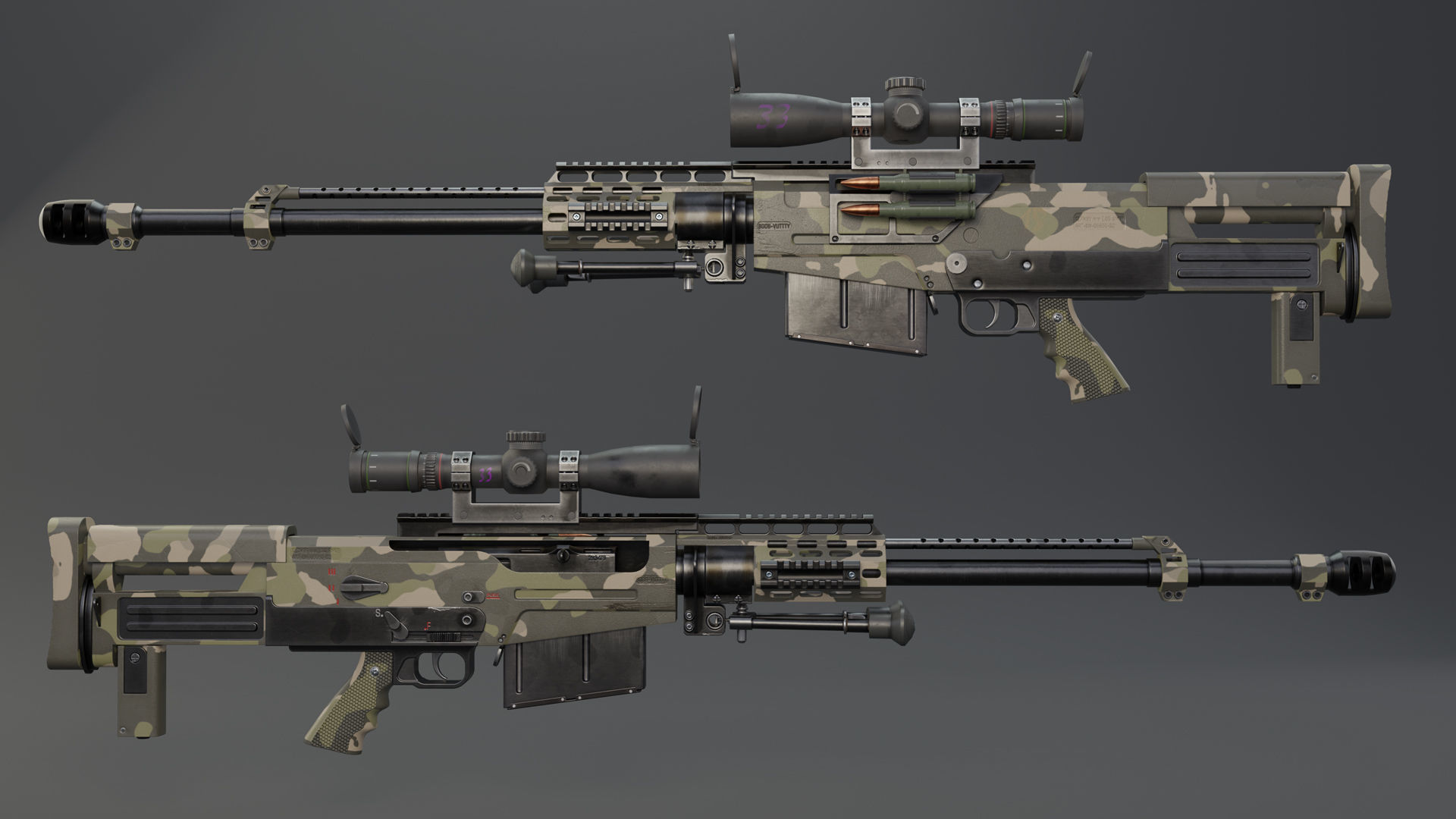 Rifle AS 50 Low-poly 3D model_9