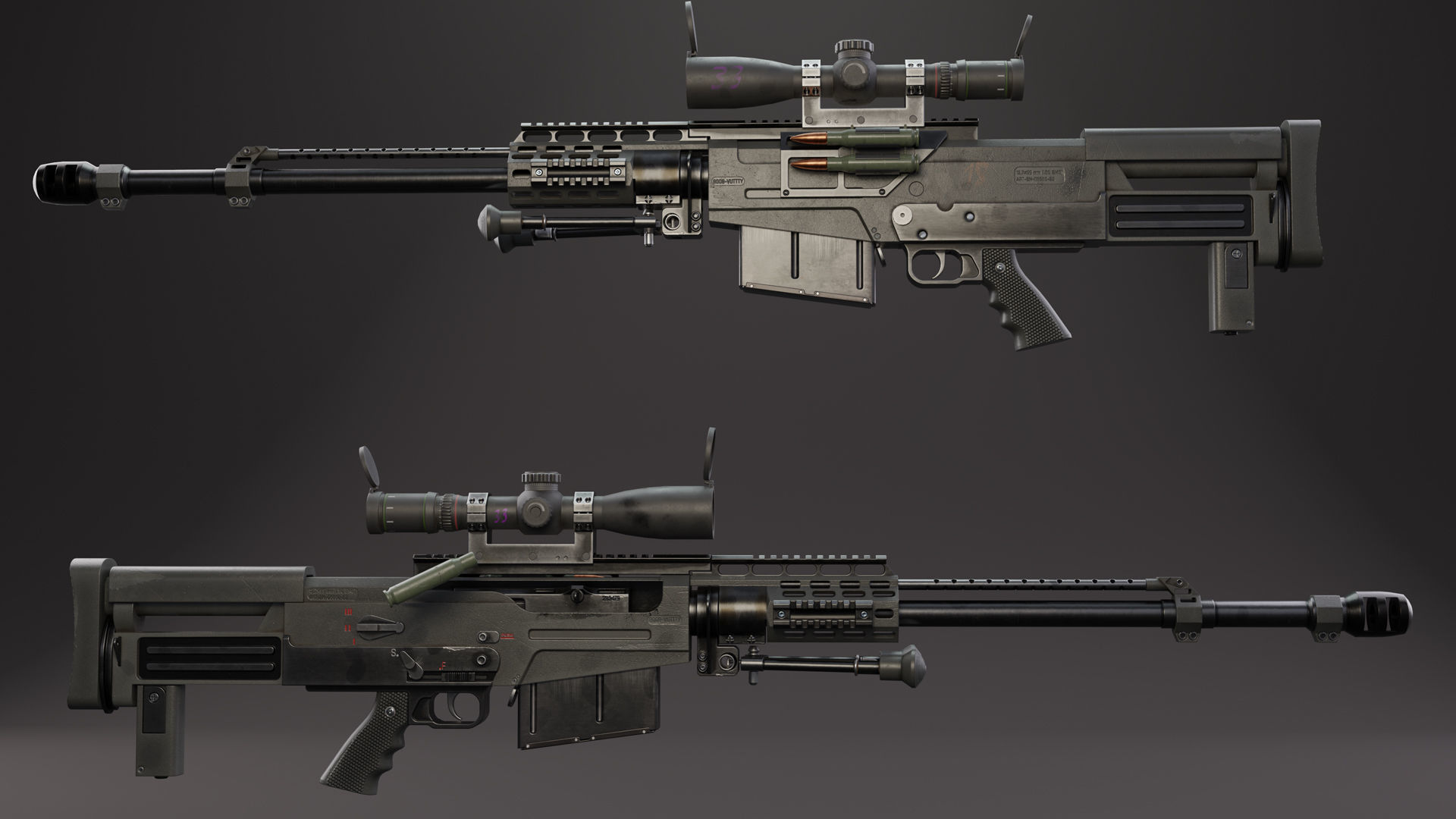 Rifle AS 50 Low-poly 3D model_6