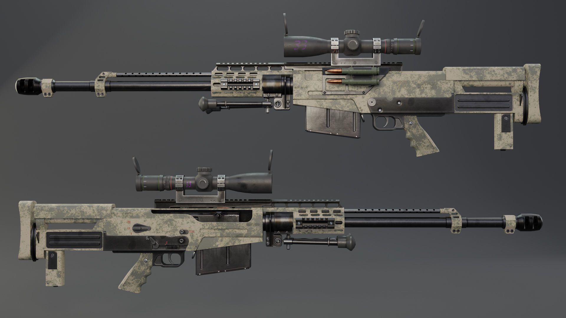 Rifle AS 50 Low-poly 3D model_10