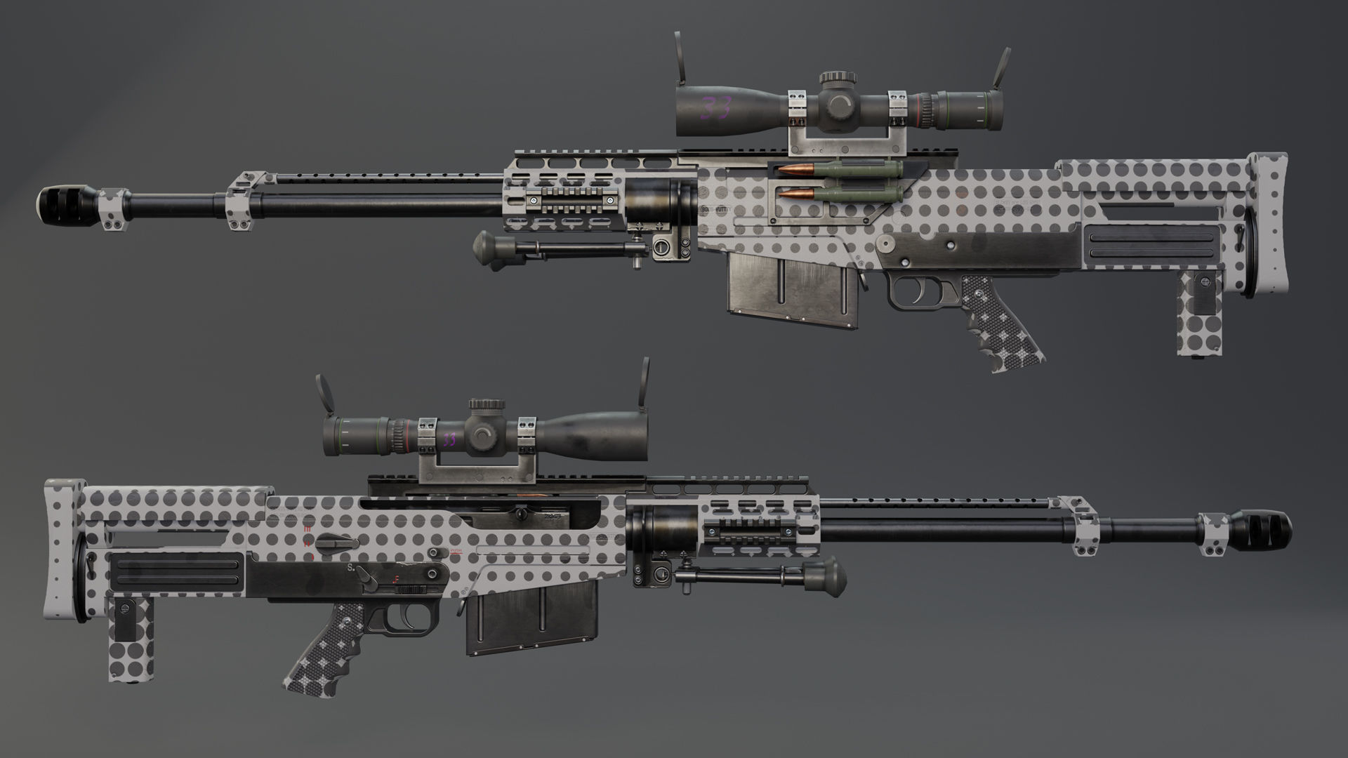 Rifle AS 50 Low-poly 3D model_7