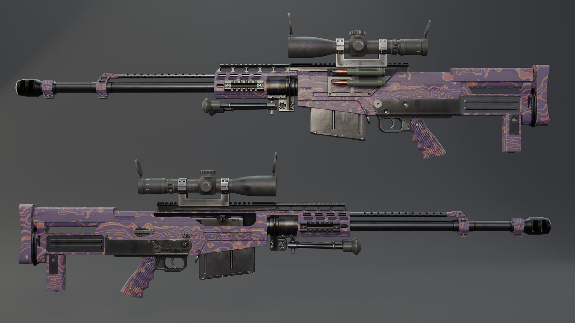 Rifle AS 50 Low-poly 3D model_8