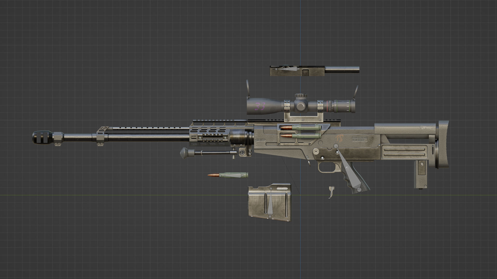 Rifle AS 50 Low-poly 3D model_26