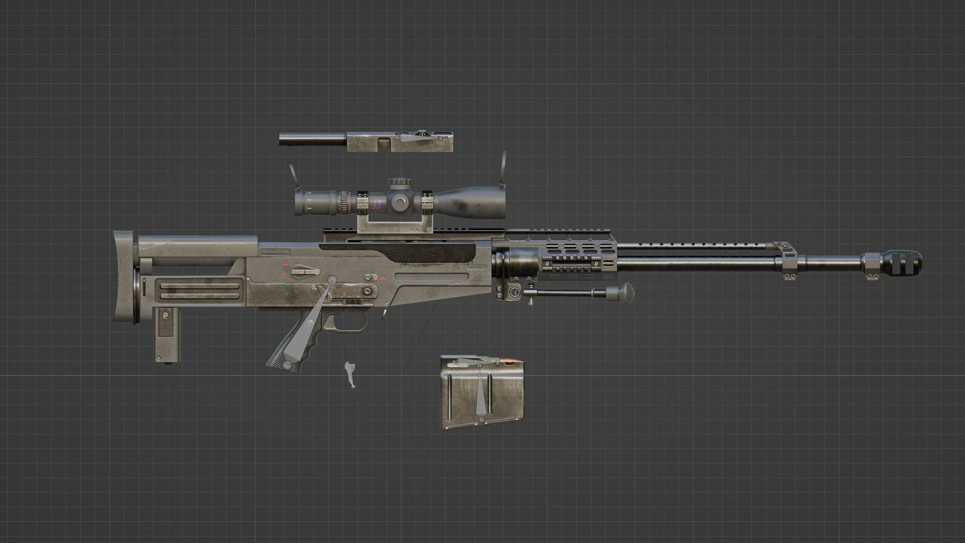 Rifle AS 50 Low-poly 3D model_27