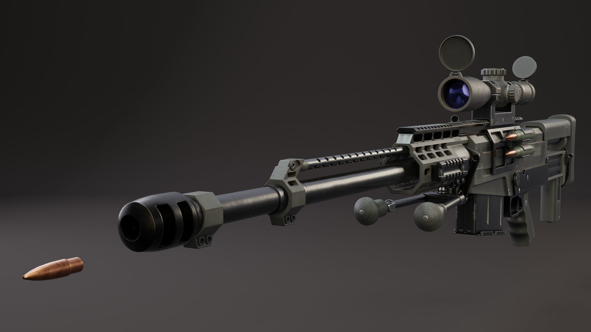 Rifle AS 50 Low-poly 3D model_11