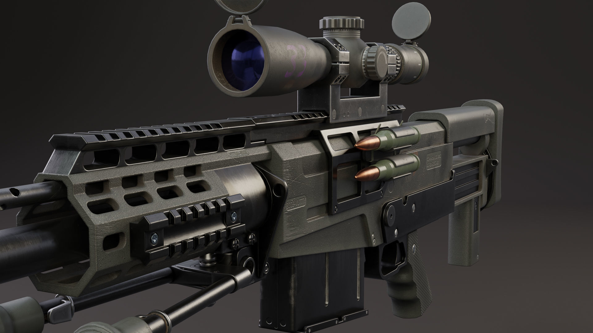 Rifle AS 50 Low-poly 3D model_4