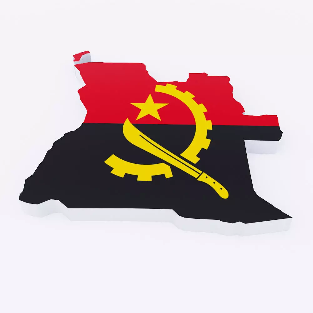 Angola map lowpoly 3d model  Low-poly 3D model_0
