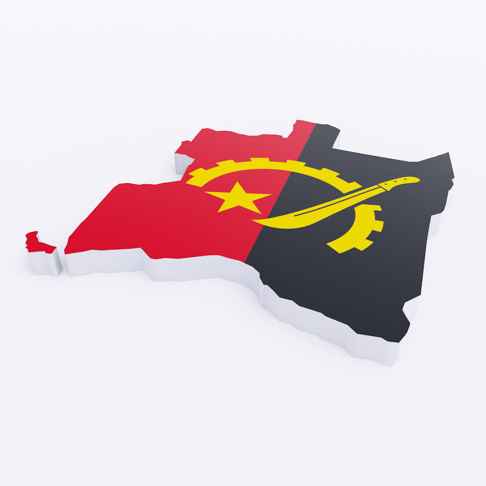 Angola map lowpoly 3d model  Low-poly 3D model_1