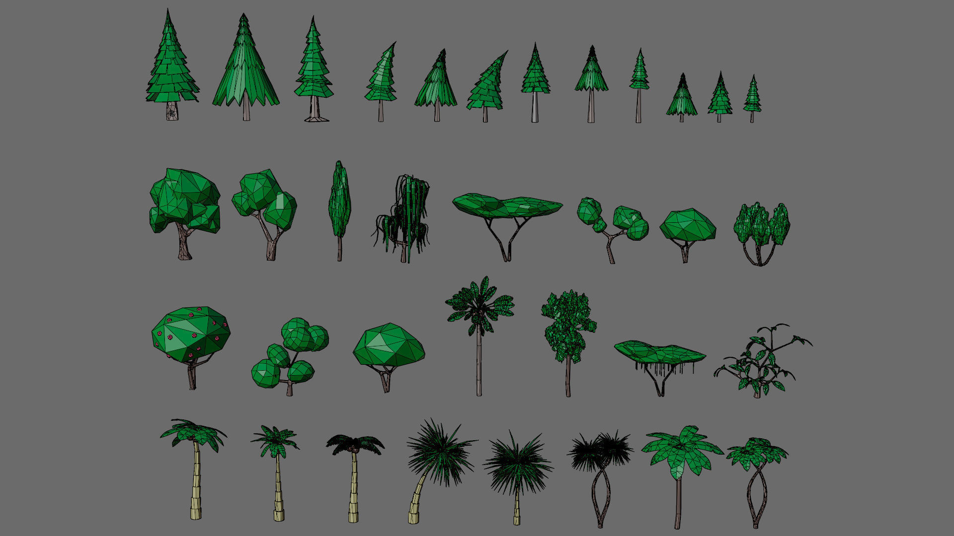 Cartoon vegetation Low-poly 3D model_9