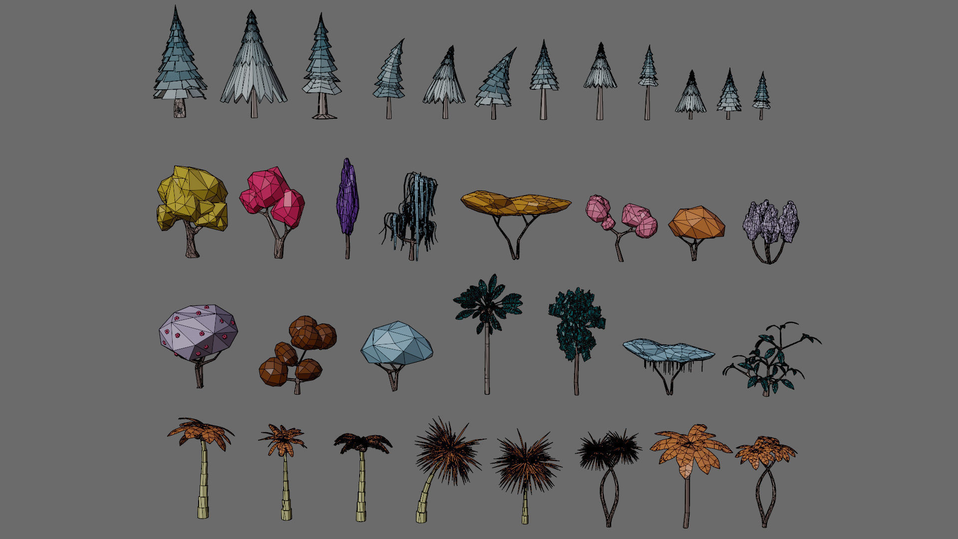 Cartoon vegetation Low-poly 3D model_11