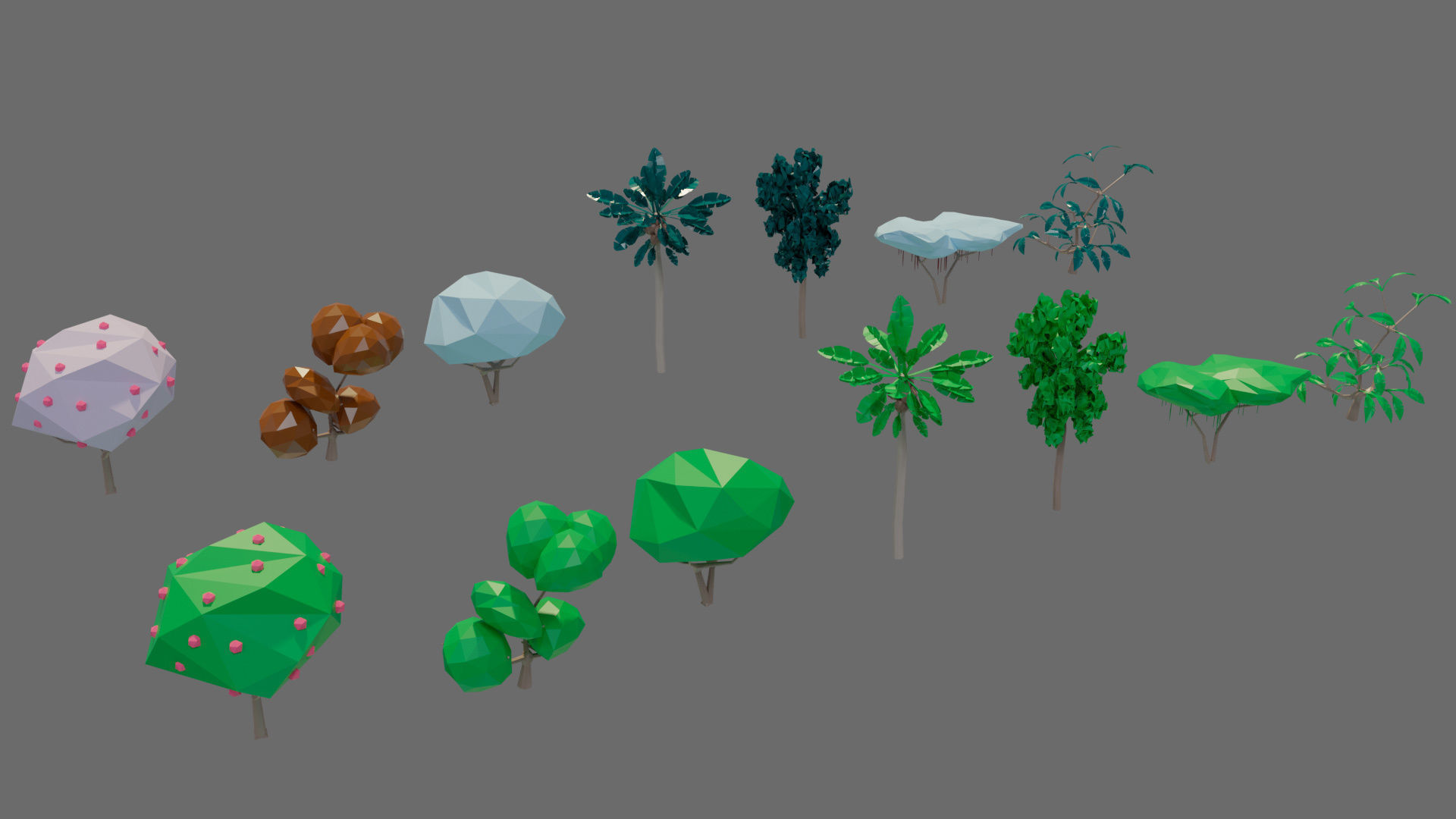 Cartoon vegetation Low-poly 3D model_34