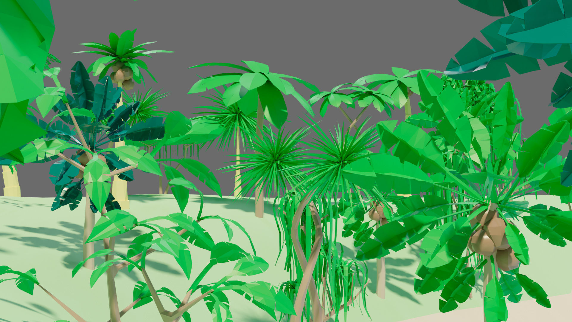 Cartoon vegetation Low-poly 3D model_6