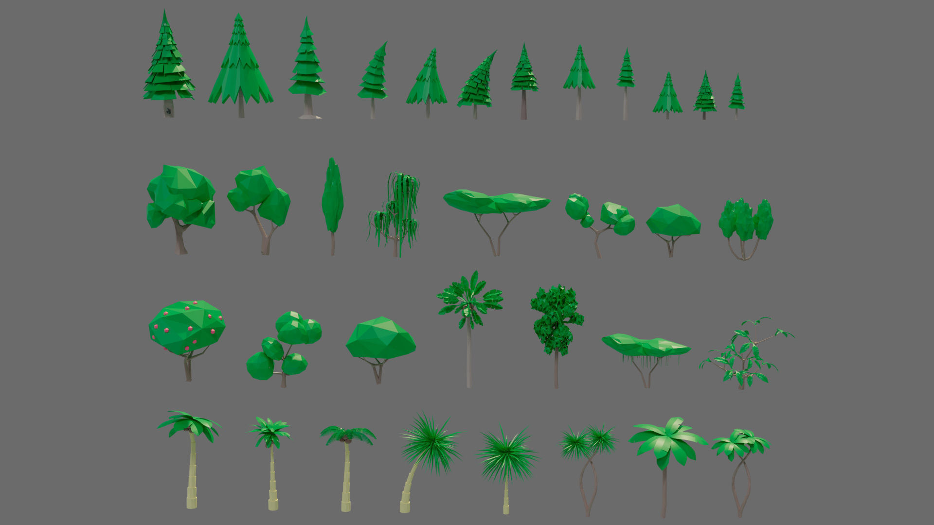 Cartoon vegetation Low-poly 3D model_8