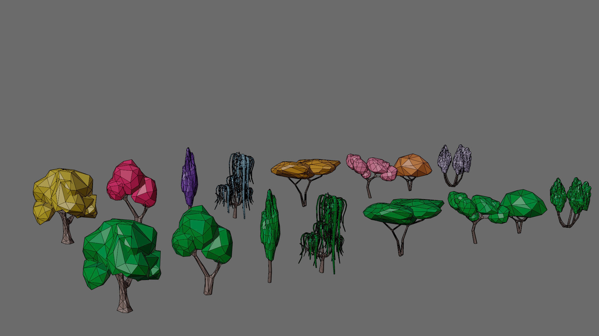 Cartoon vegetation Low-poly 3D model_25