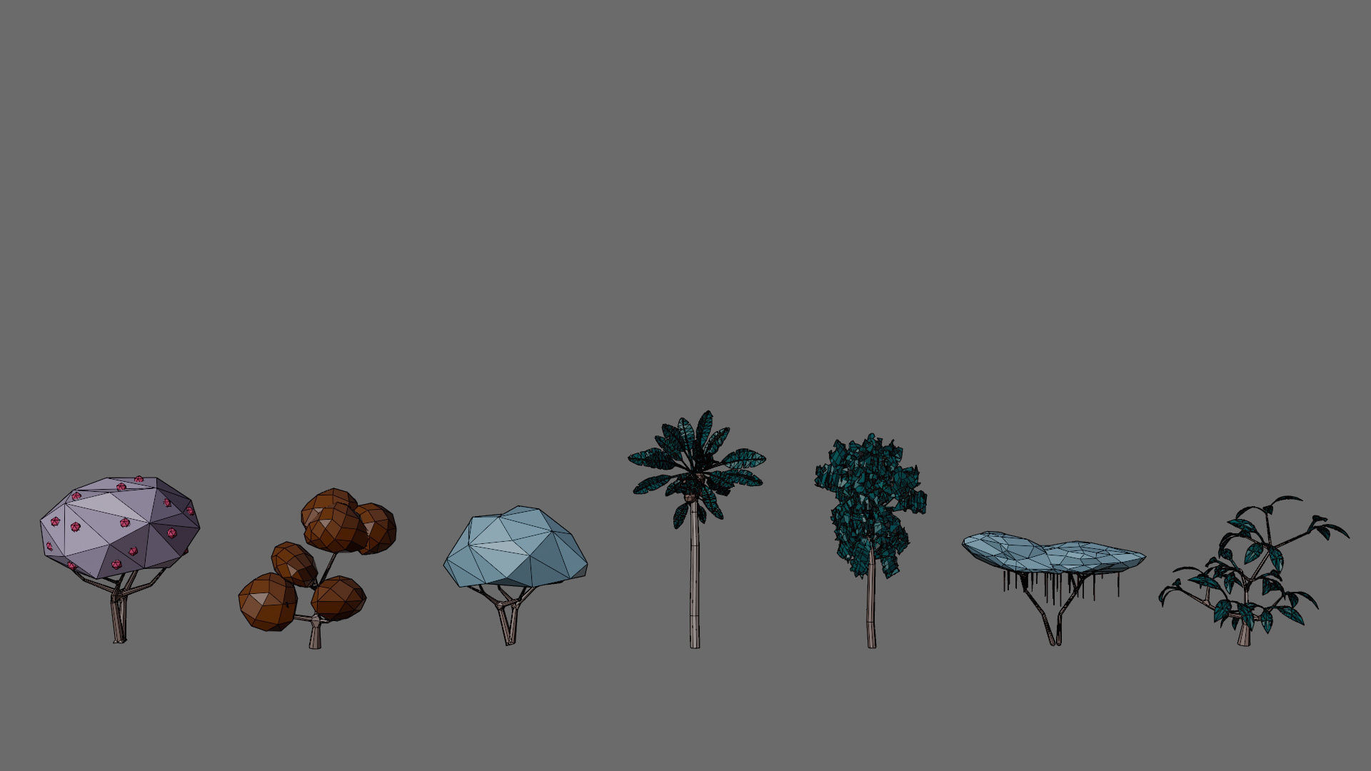 Cartoon vegetation Low-poly 3D model_43