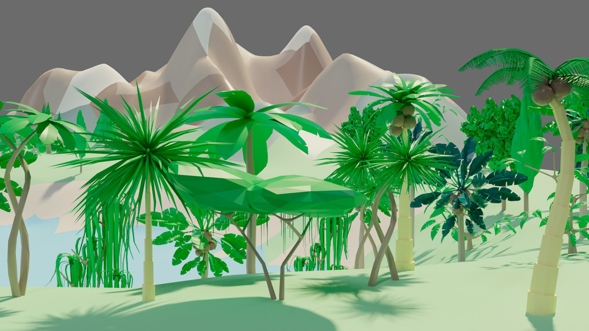 Cartoon vegetation Low-poly 3D model_5