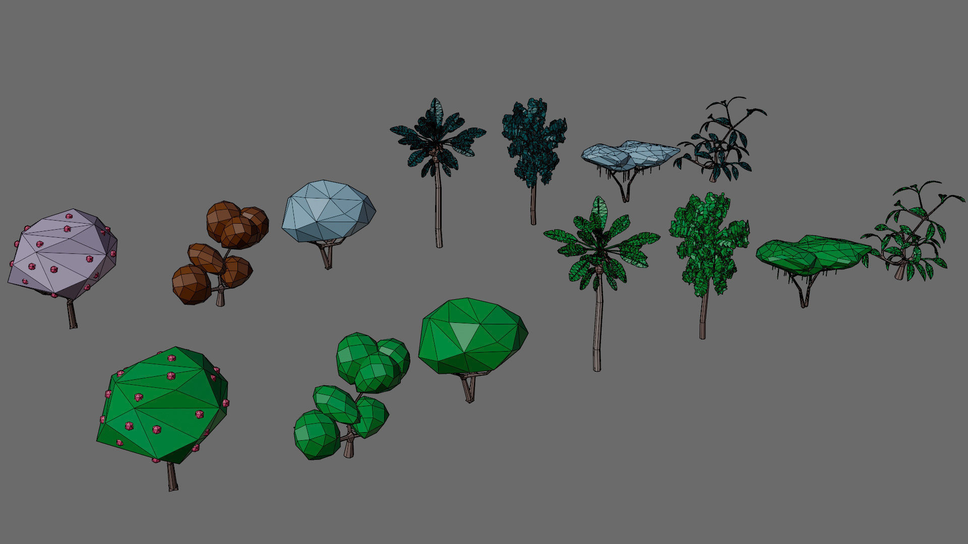 Cartoon vegetation Low-poly 3D model_35