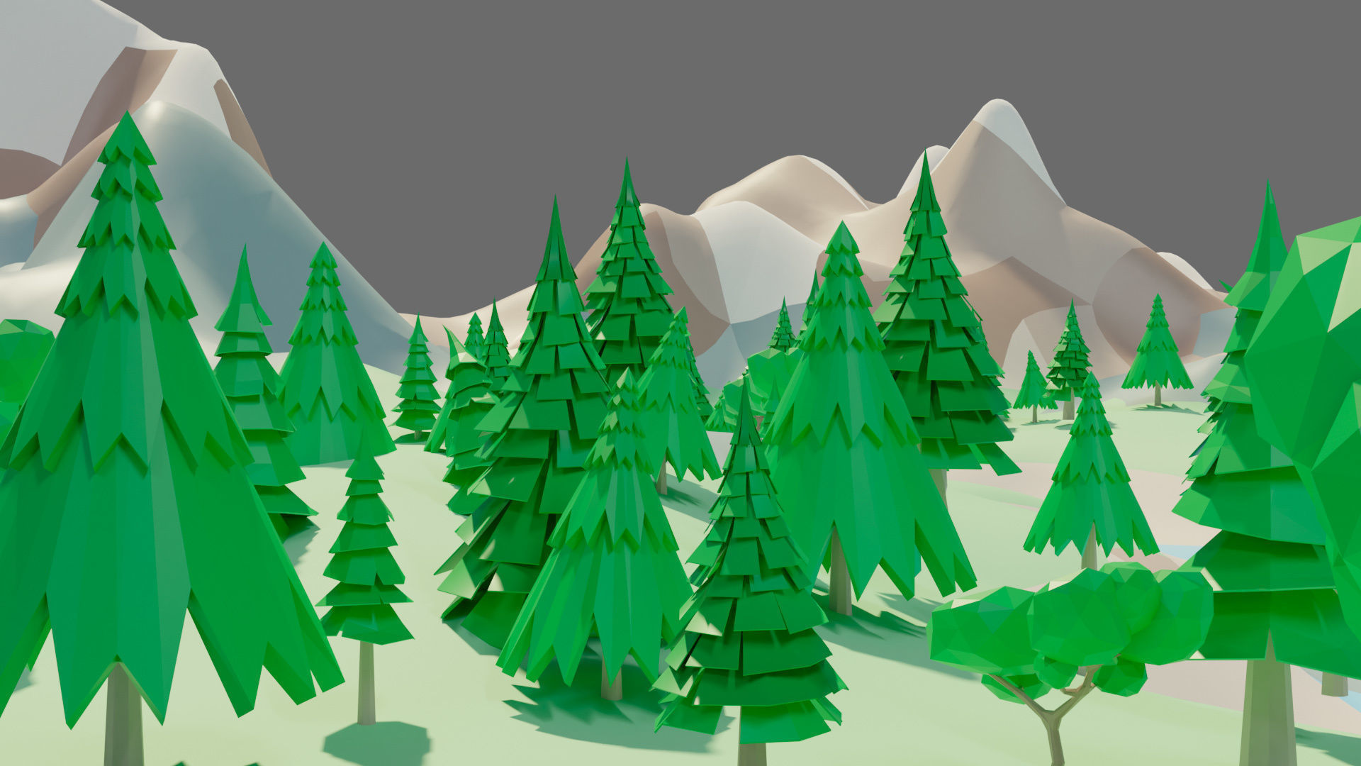 Cartoon vegetation Low-poly 3D model_3