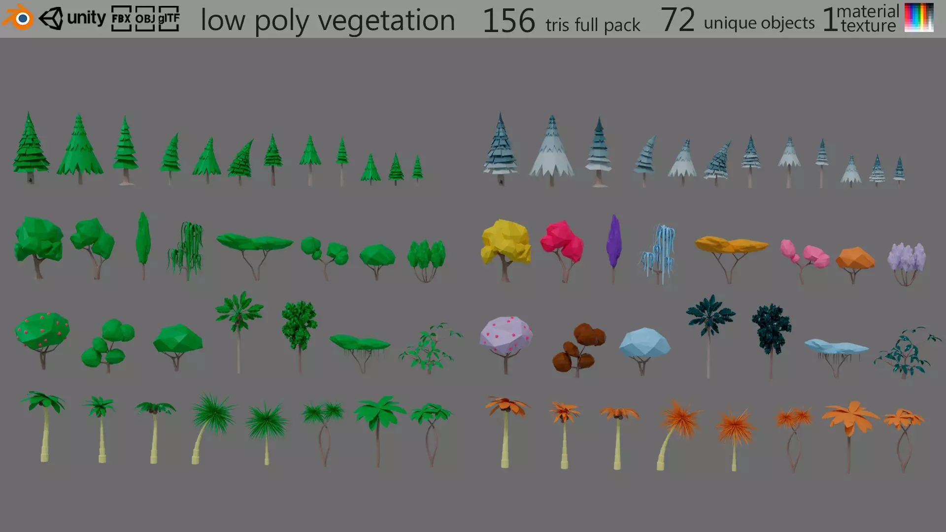 Cartoon vegetation Low-poly 3D model_0