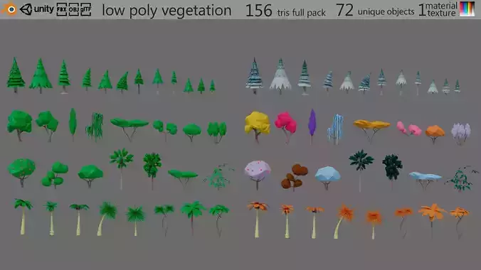 Cartoon vegetation Low-poly 3D model
