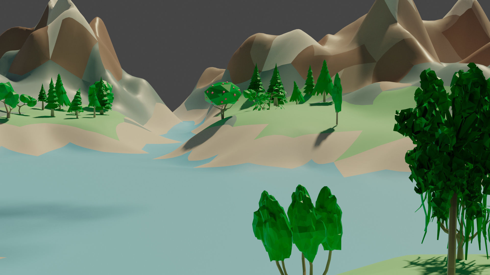 Cartoon vegetation Low-poly 3D model_2