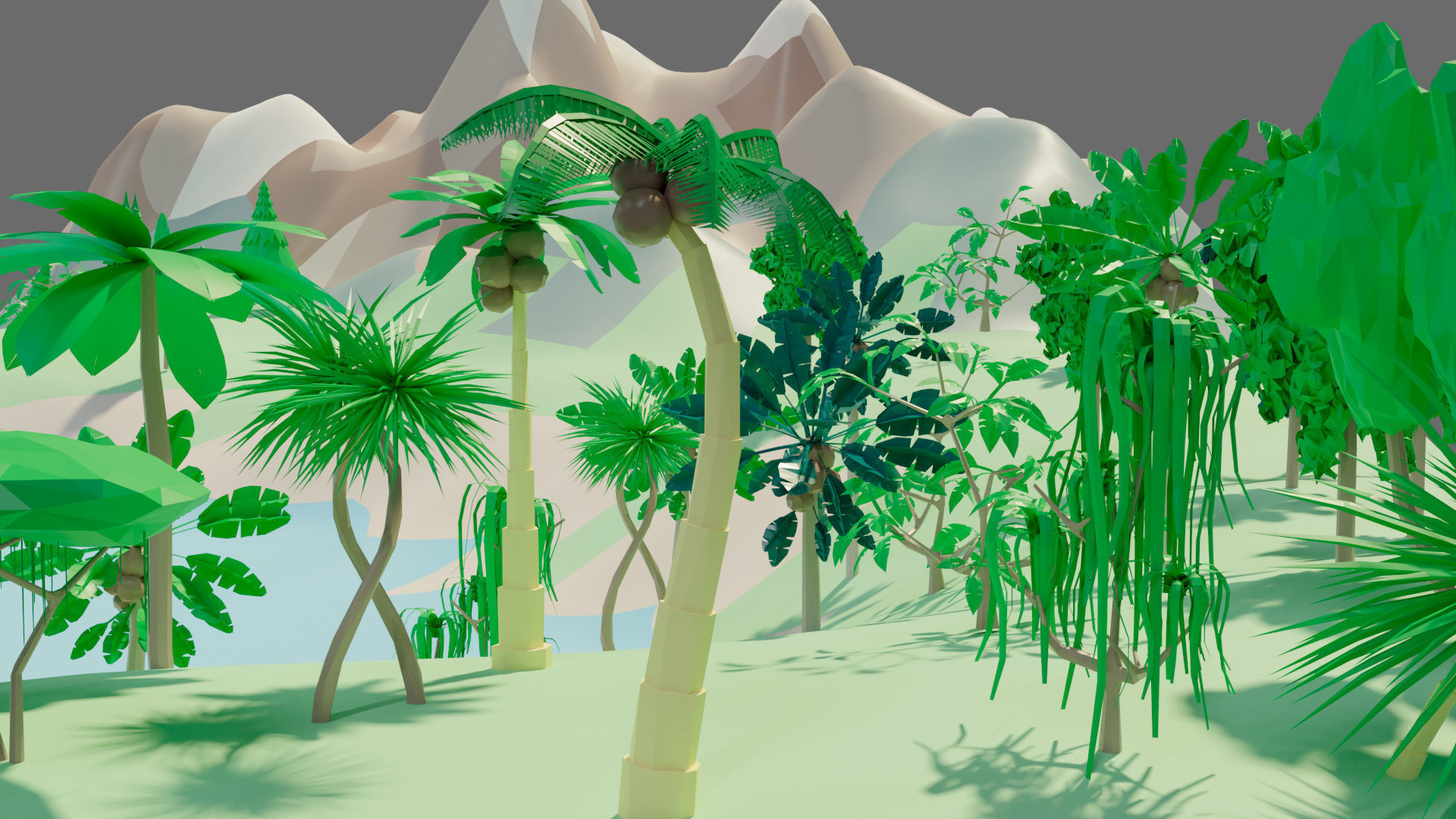Cartoon vegetation Low-poly 3D model_7