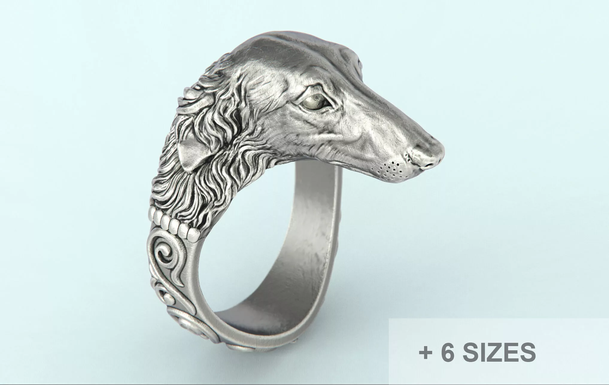 Borzoi Dog Ring 3D print model